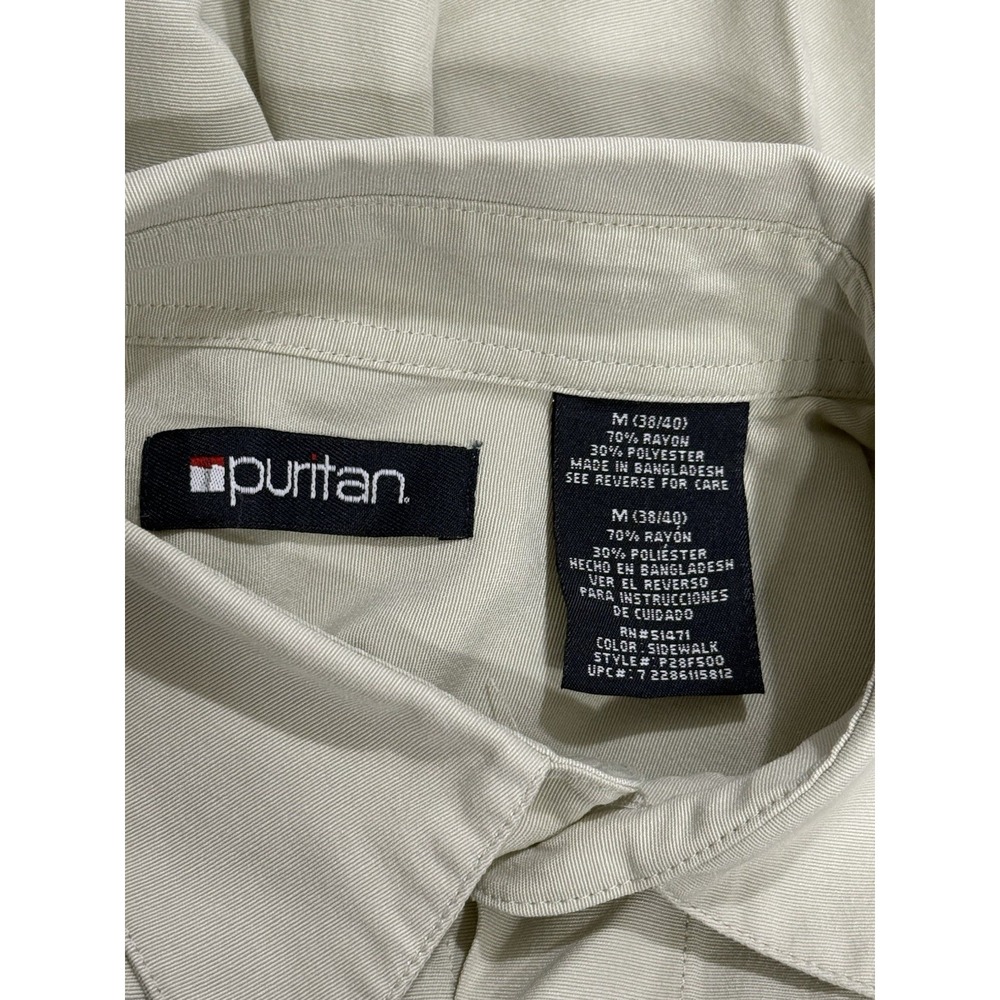 Puritan men's button down Short Sleeve shirt size M (38/40) beige - Picture 9 of 13